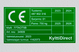 Konekilpi, kaiverrettu muovi