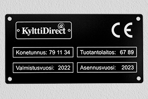 Kaiverrettu muovi CE-kyltti