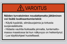 Läpinäkyvä varoitustarra