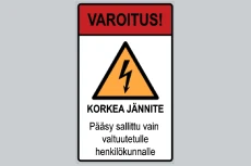 Varoituskyltti, korkea jännite