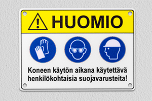Instruktionsskylt, fyrfärgstryckt plastskylt